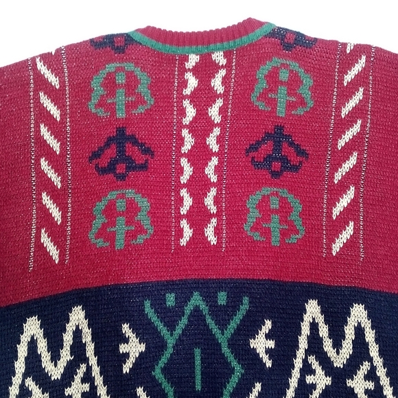Vintage 90s OshKosh B'Gosh Wool Blend Knit Grandpa Sweater Italy Mens Large Tall - Picture 9 of 10